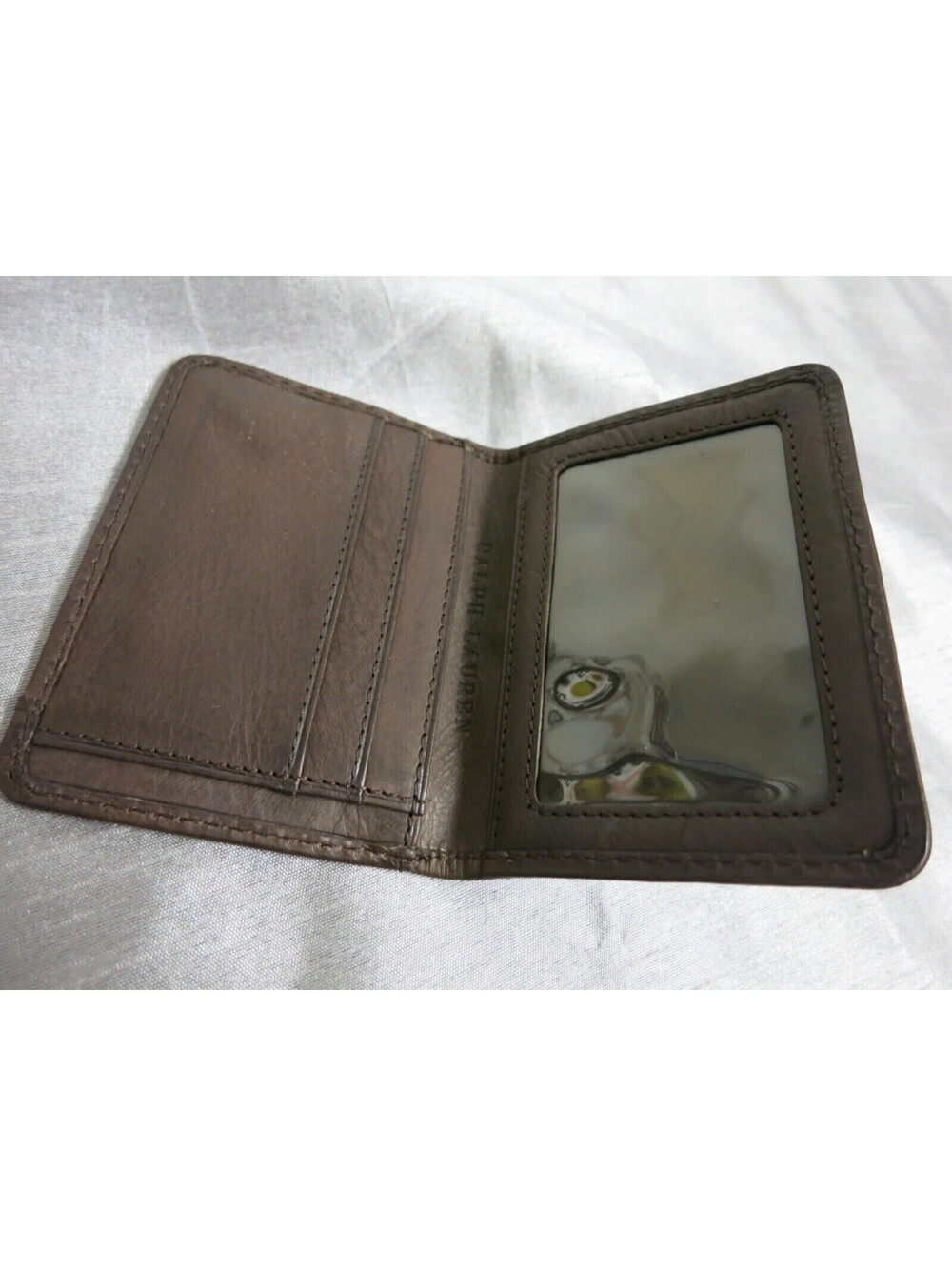 vintage Red Polo Ralph Lauren Cow Hide Fur leather bifold wallet RARE! - Picture 5 of 7